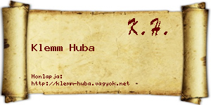 Klemm Huba névjegykártya